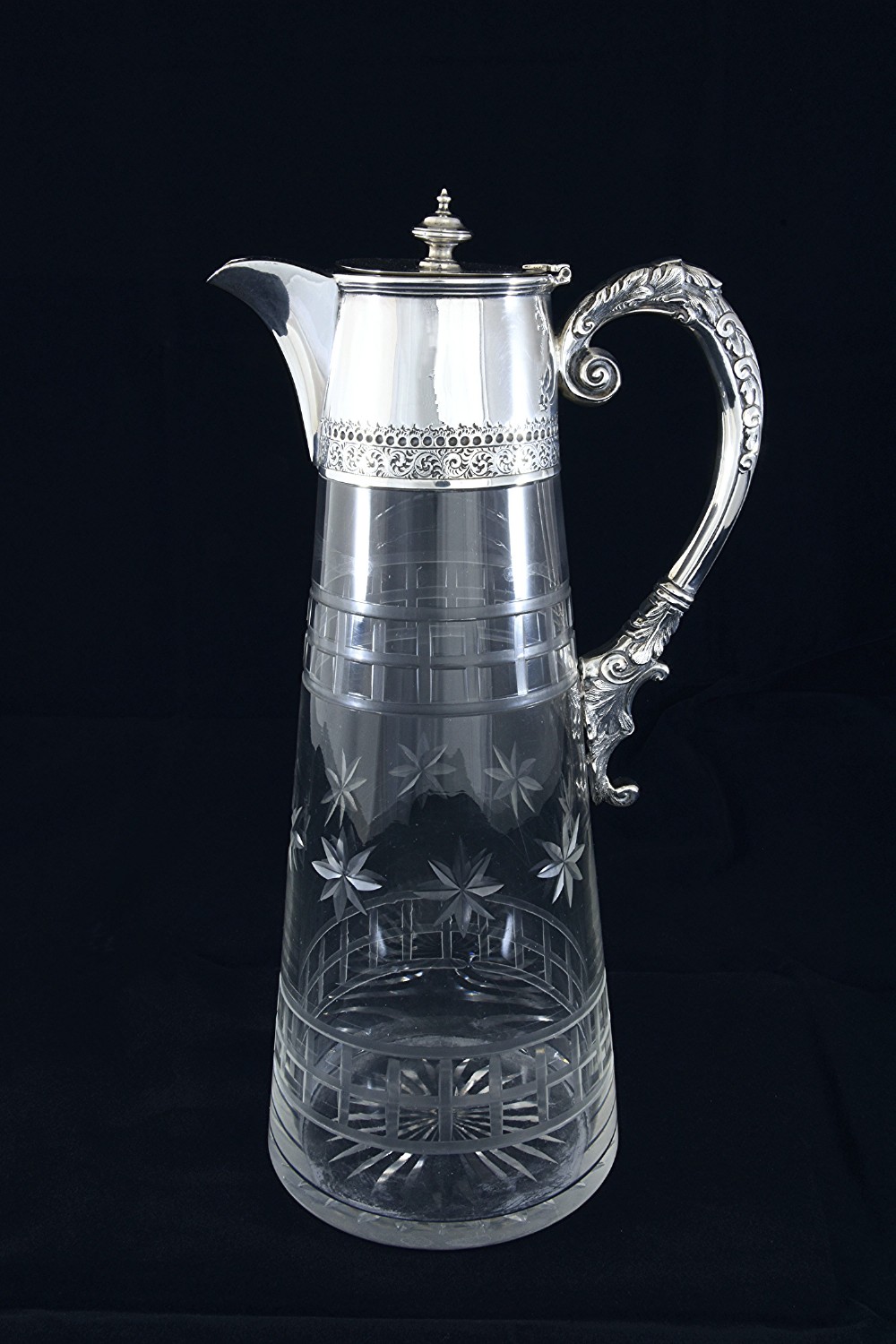 Victorian Silver Mounted Cut Glass Claret Jug 1898