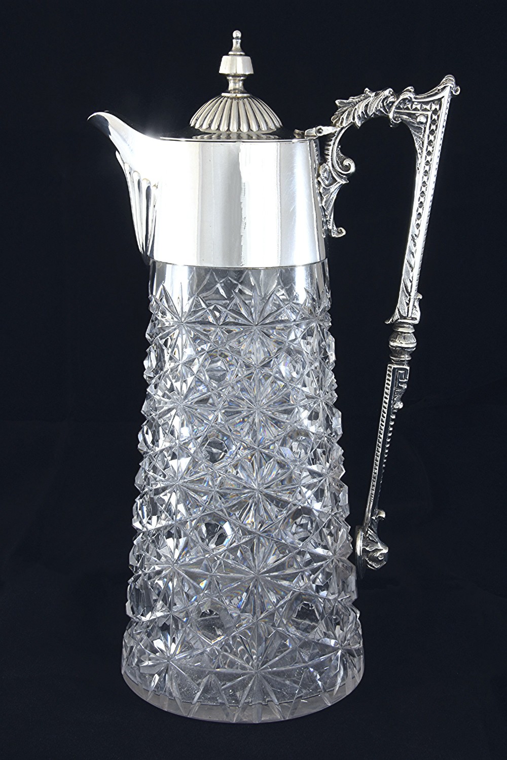 Victorian Silver Mounted Cut Glass Claret Jug 1894