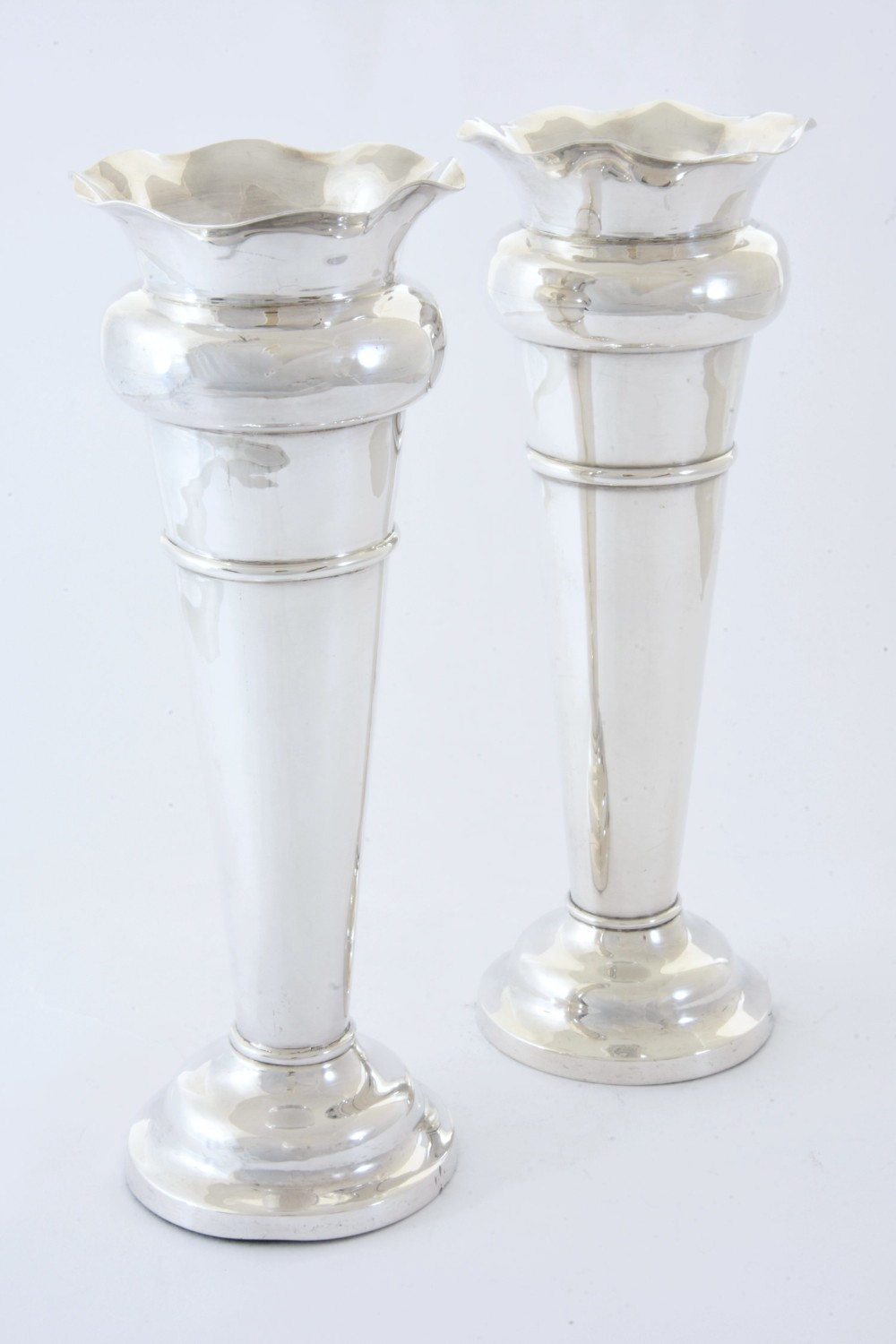 Pair of Victorian Silver Trumpet Vases 1900