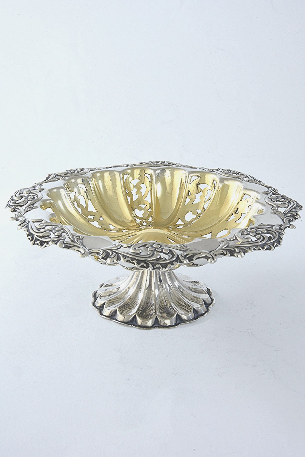 Pierced Antique Silver Pedestal Dish 1906