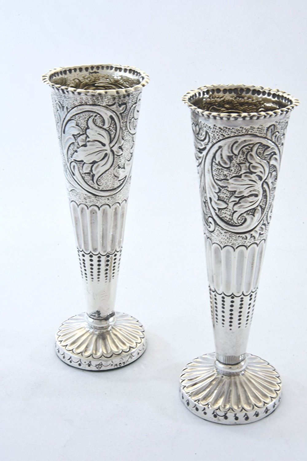 Pair of Silver Victorian Posy Vases 1878