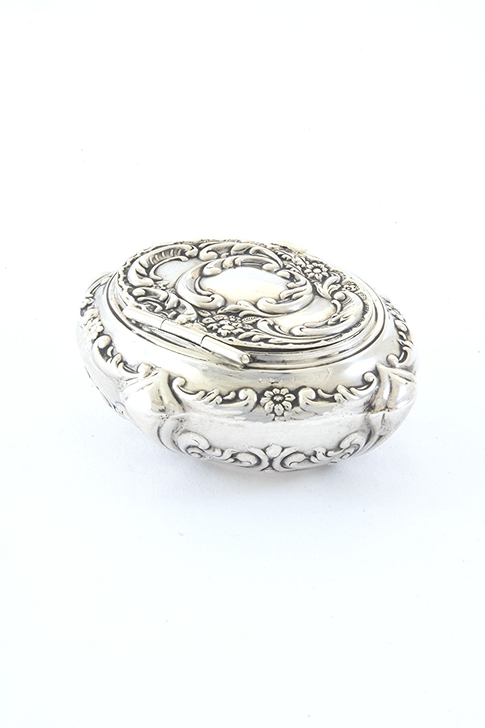 Antique Embossed Silver Trinket Box 1910