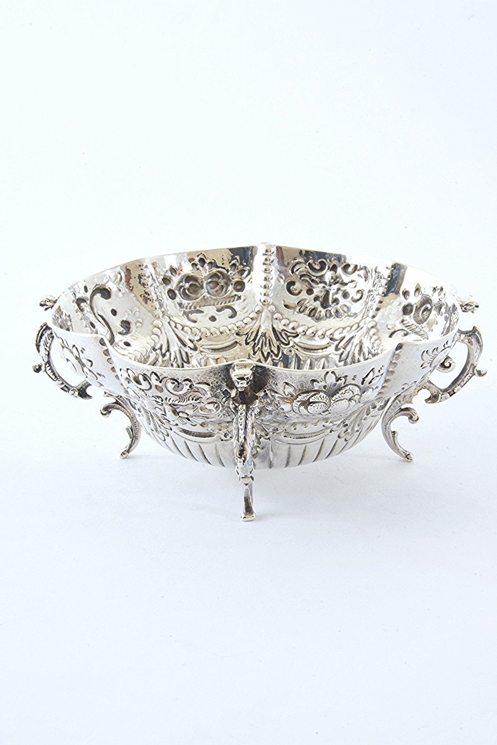 Ornate Victorian Antique Silver Bowl – 1892