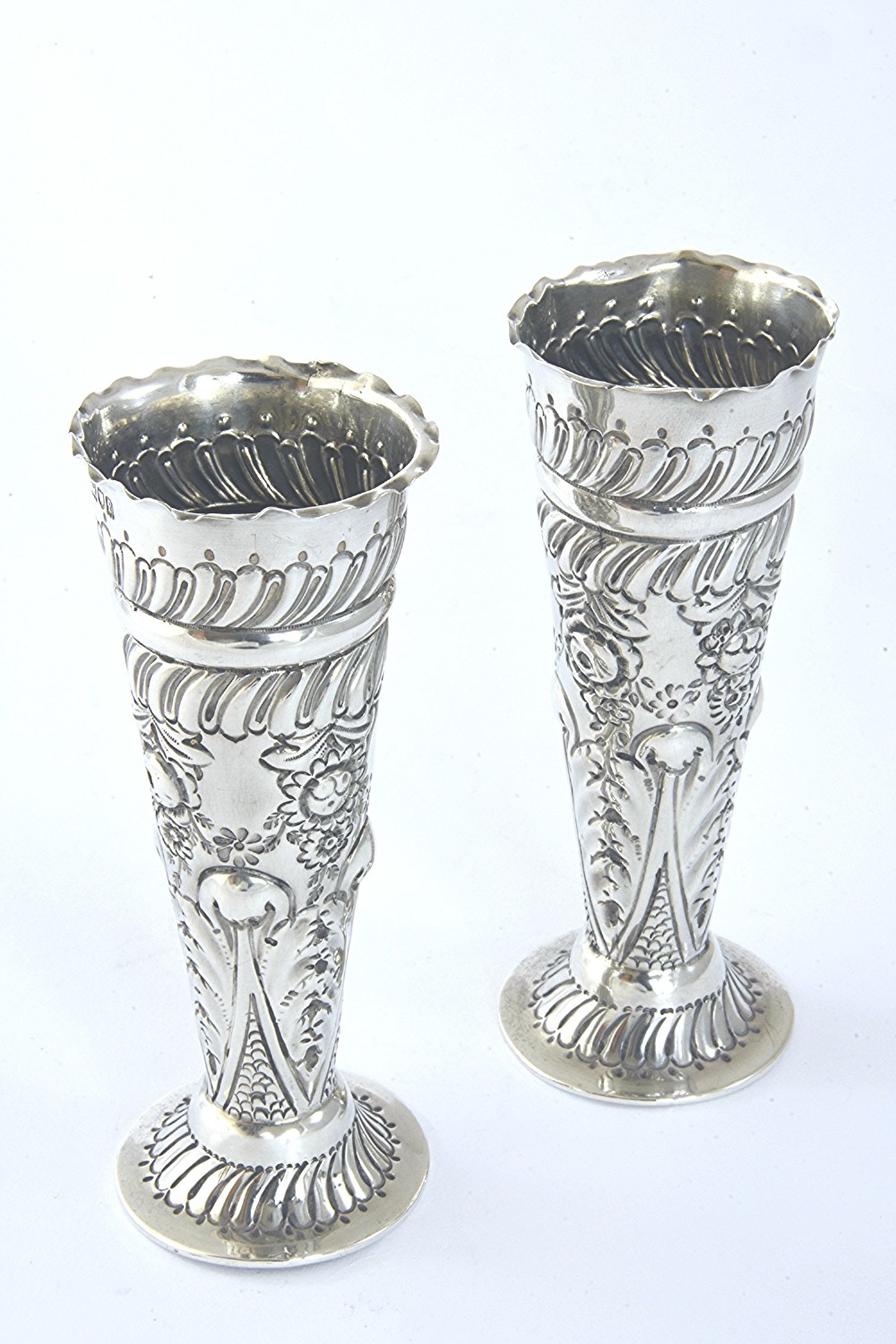 Pair of Victorian Silver Posy Vases 1901