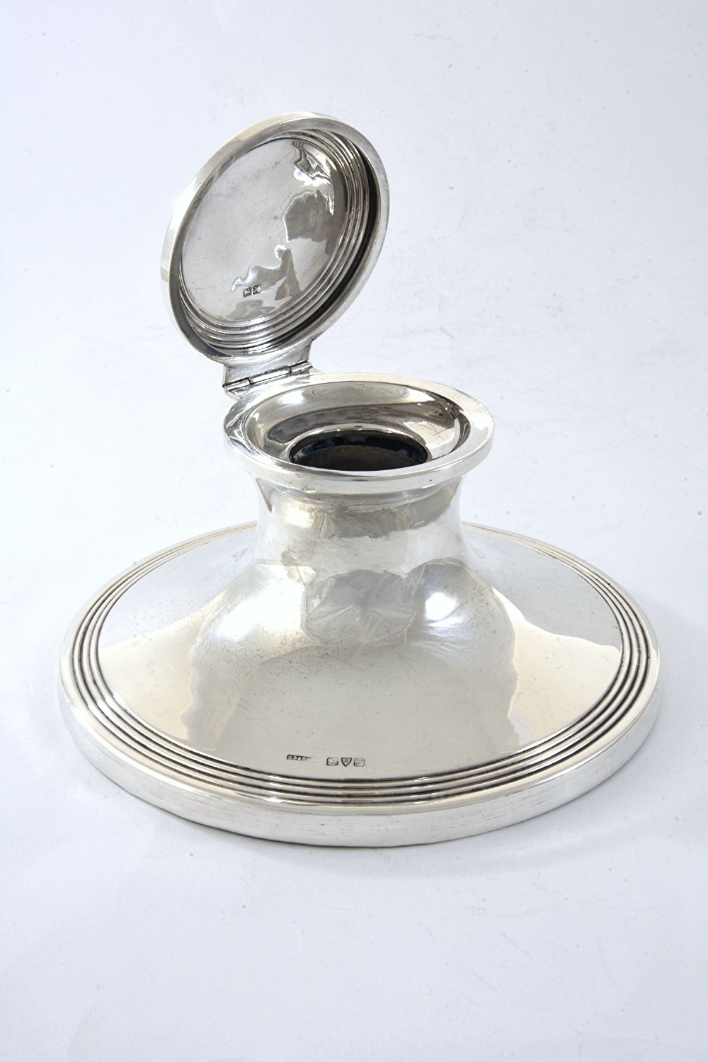 Edwardian Silver Capstan Inkwell 1908