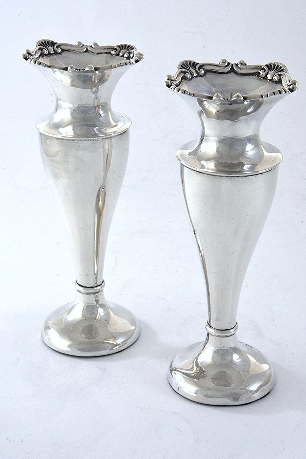 Pair of Edwardian Silver Posy Vases 1904
