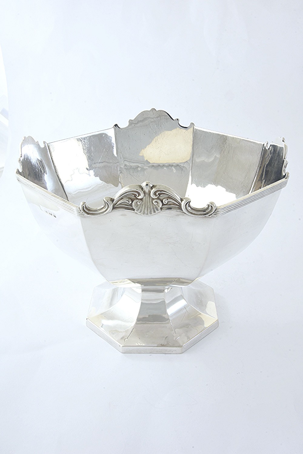 Large Antique Silver Pedestal Bowl 1919
