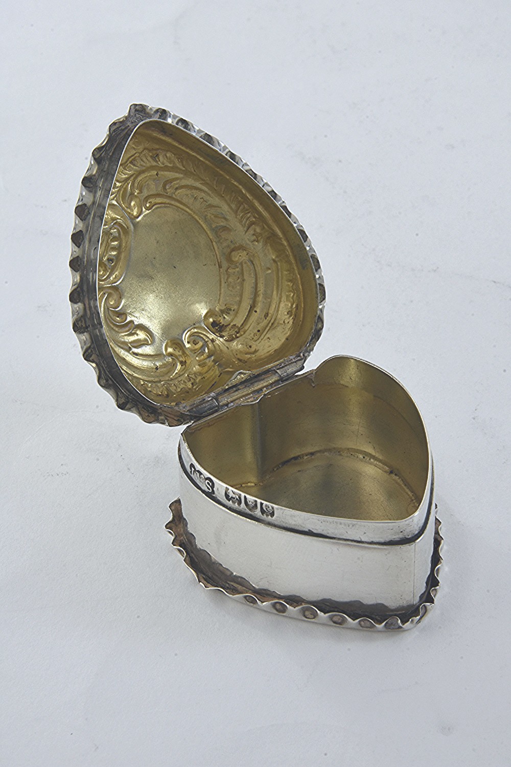 Victorian Silver Heart-Shaped Pill Box 1900
