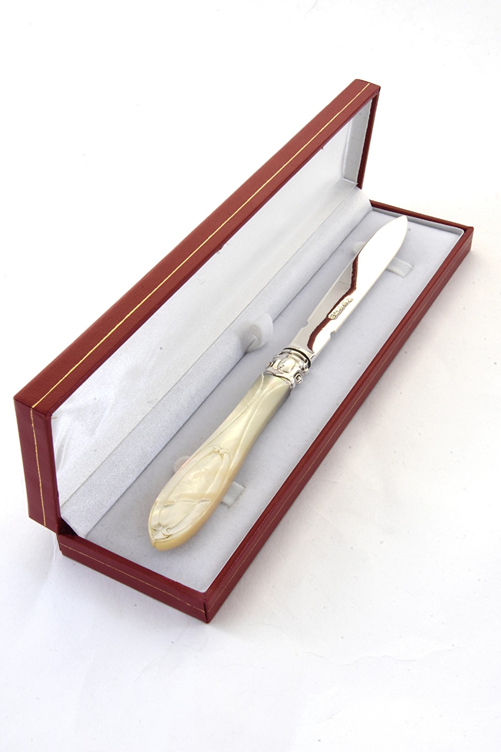 Solid Silver Letter Opener with Mother of Pearl Handle 1856