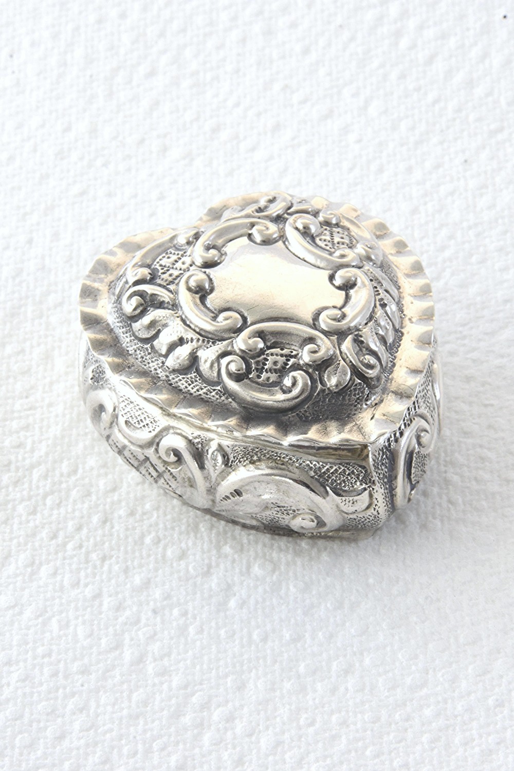 Victorian Heart-Shaped Silver Pill Box 1897