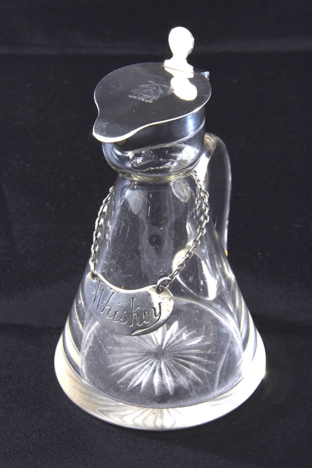 Edwardian Silver Mounted Whisky Noggin & Label 1908