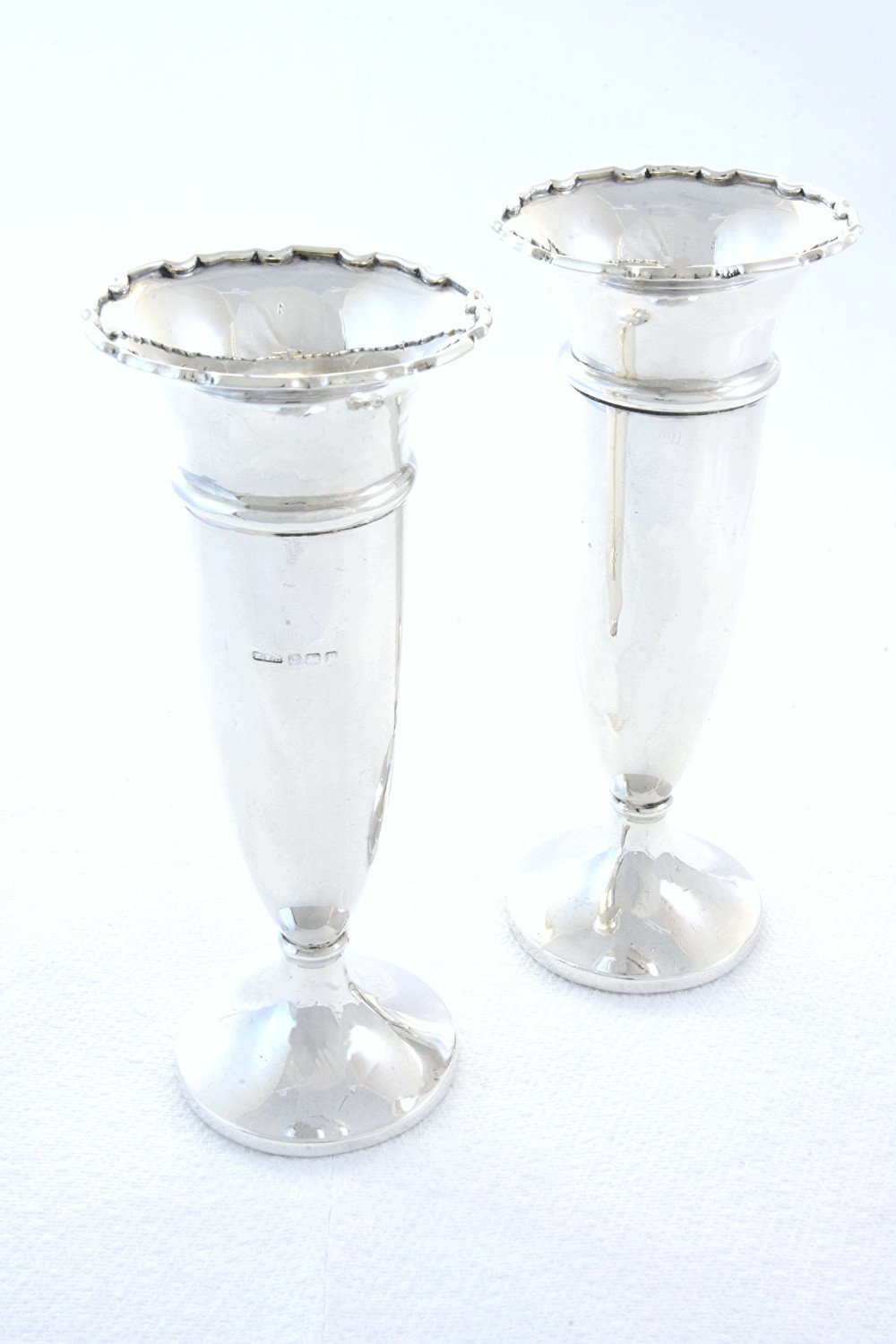 Pair of Antique Silver Posy Vases 1914