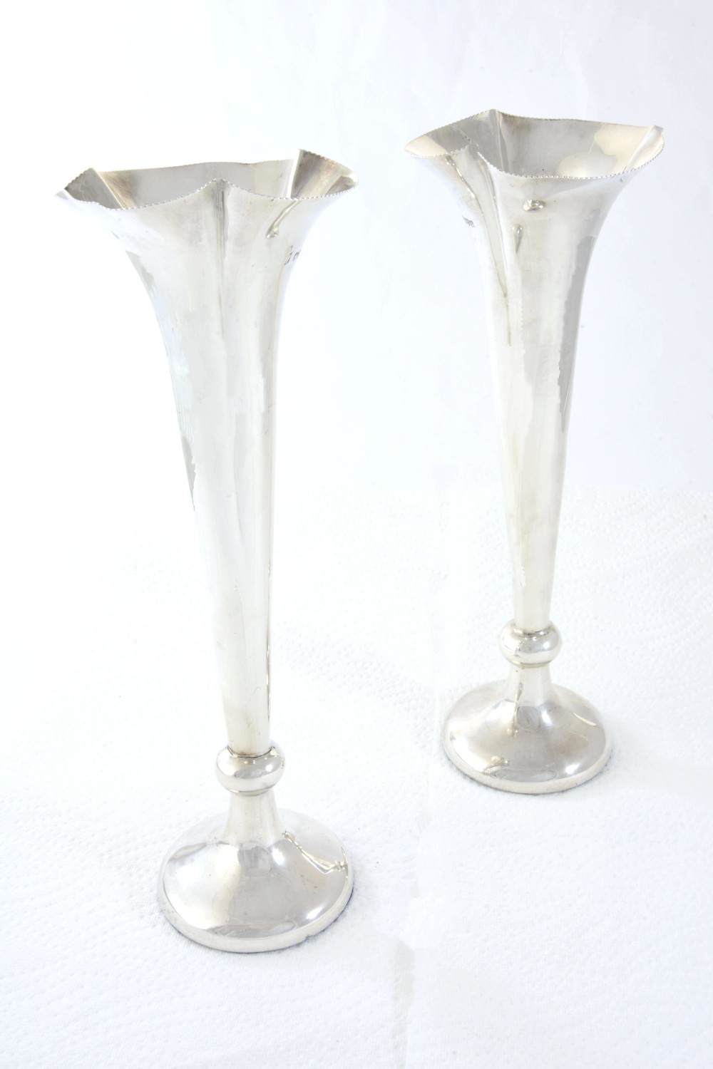 Pair of Edwardian Silver Trumpet Vases – Chester 1904