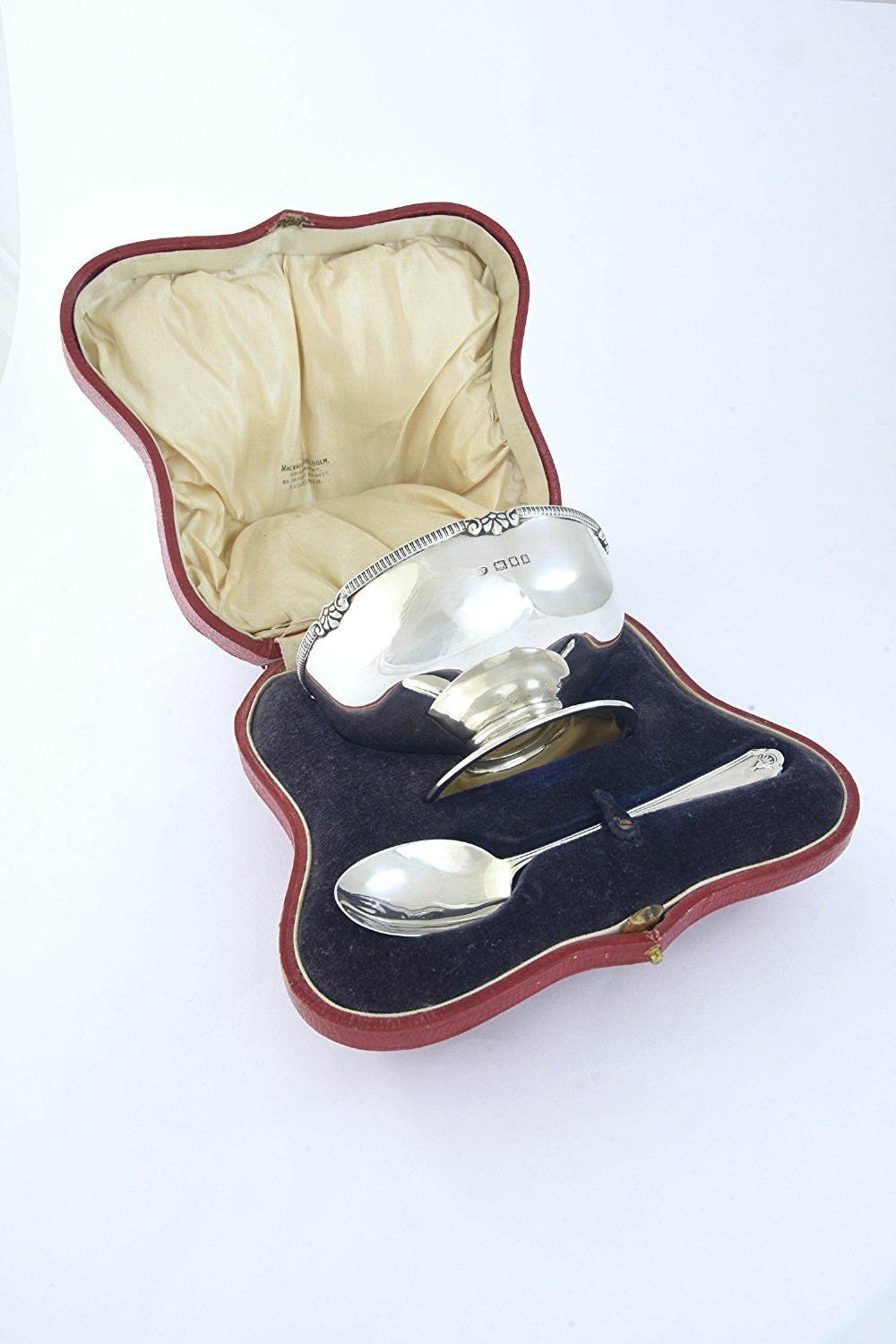 Antique Silver Cased Christening Set 1918