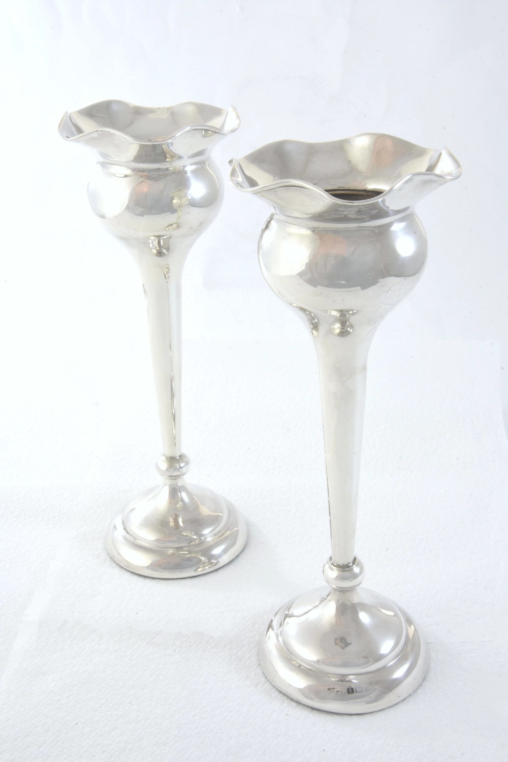 Pair of Silver Art Nouveau Bud Vases 1916