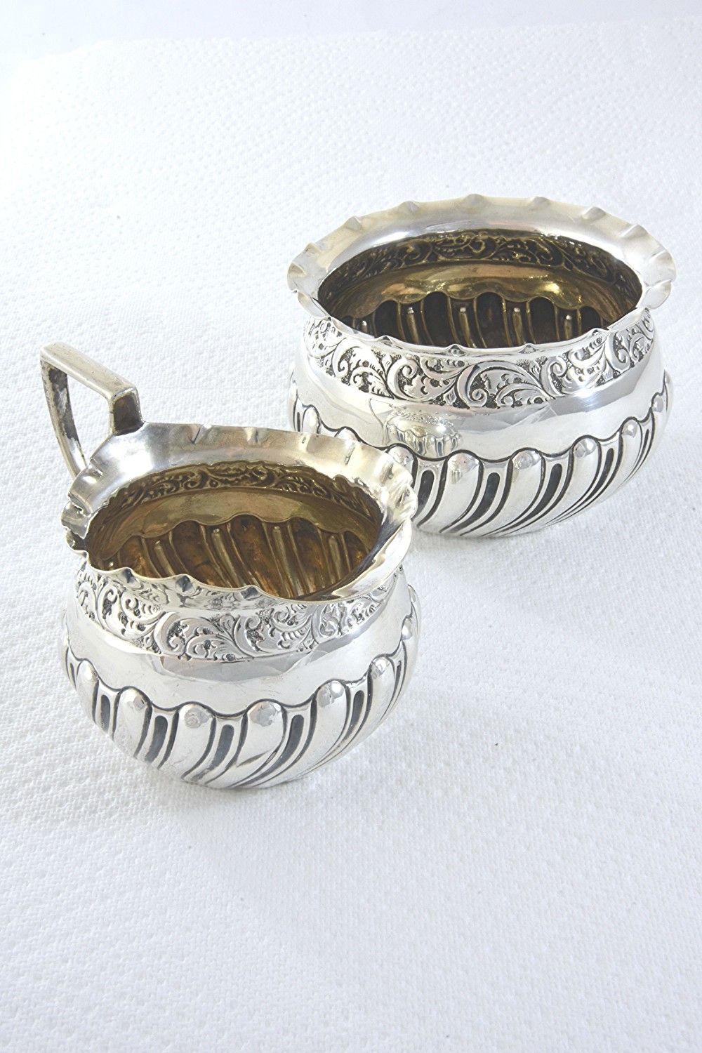 Edwardian Silver Cream Jug & Sugar Bowl 1906