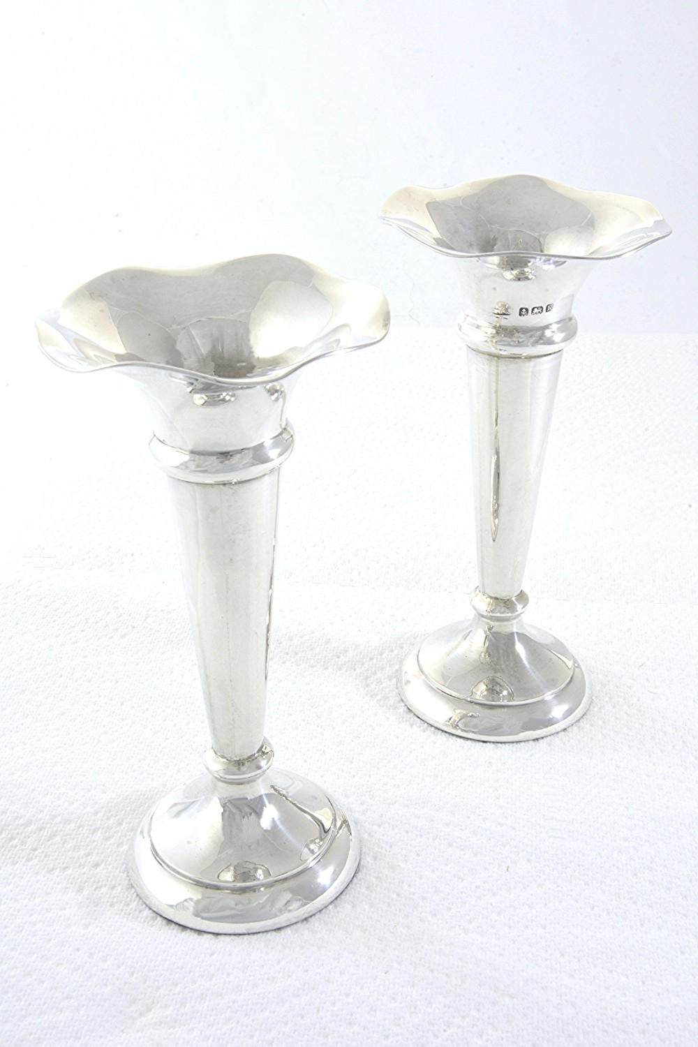 Pair of Edwardian Silver Posy Vases 1909
