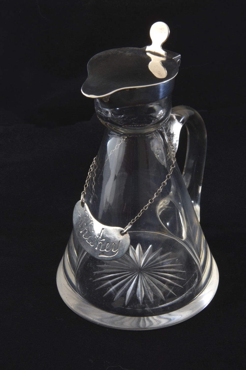 Edwardian Silver Mounted Whisky Noggin & Label 1908