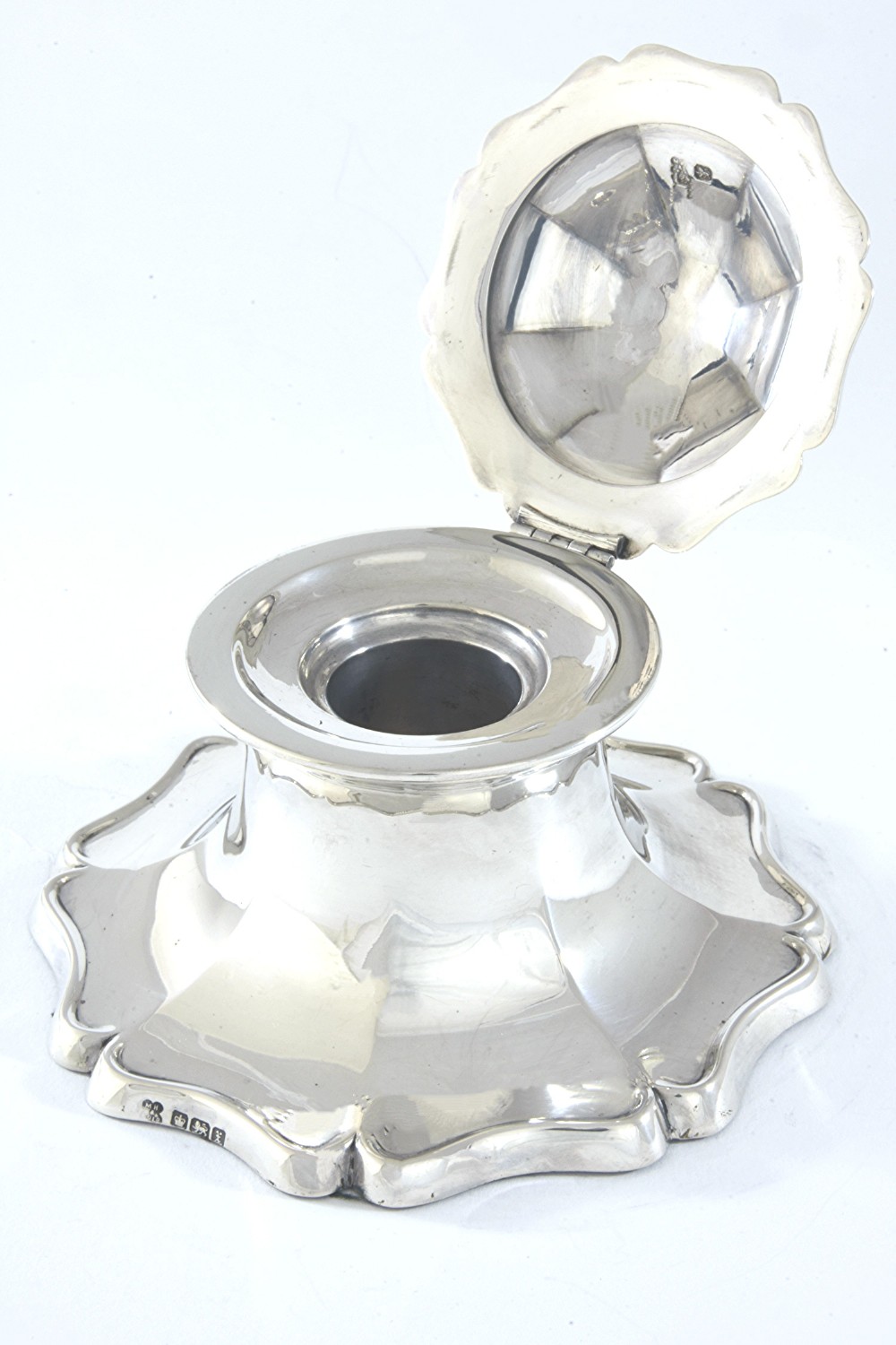 George V Antique Silver Inkwell 1915