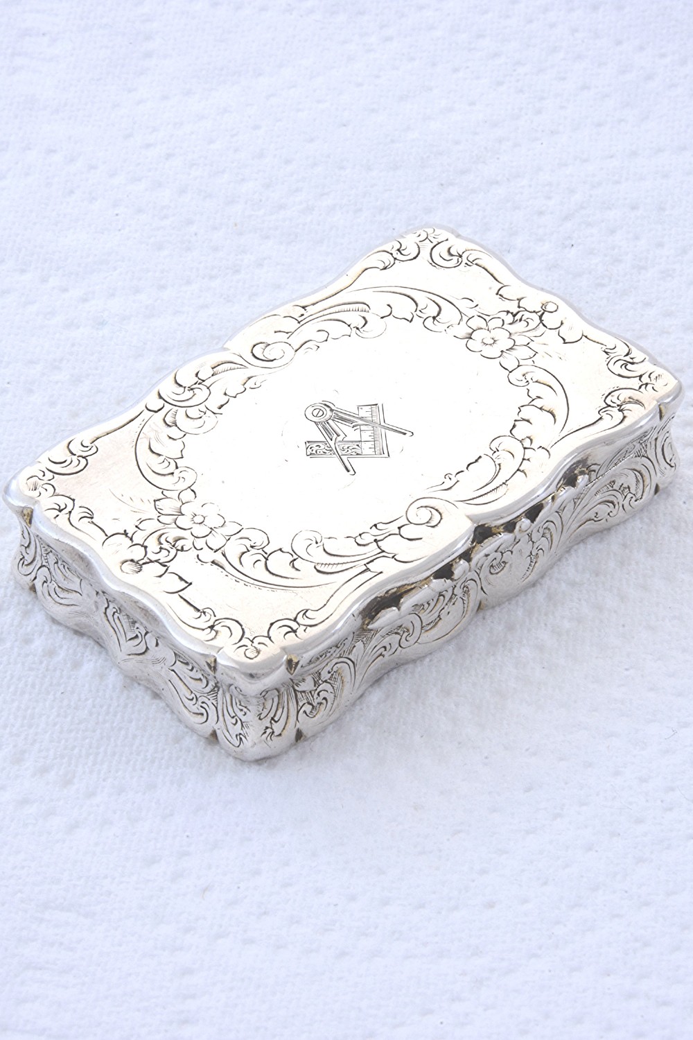 Victorian Silver Snuff Box 1855 – Masonic Engraving