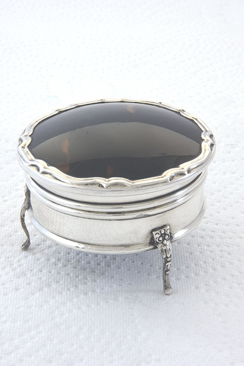 Antique Silver & Tortoiseshell Trinket Box 1920