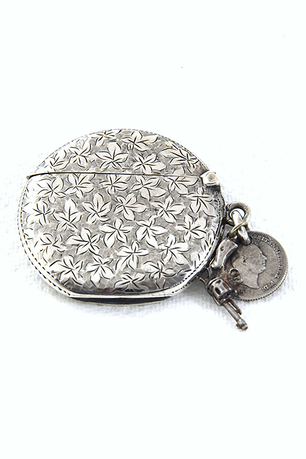 Round Silver Edwardian Vesta Case 1905