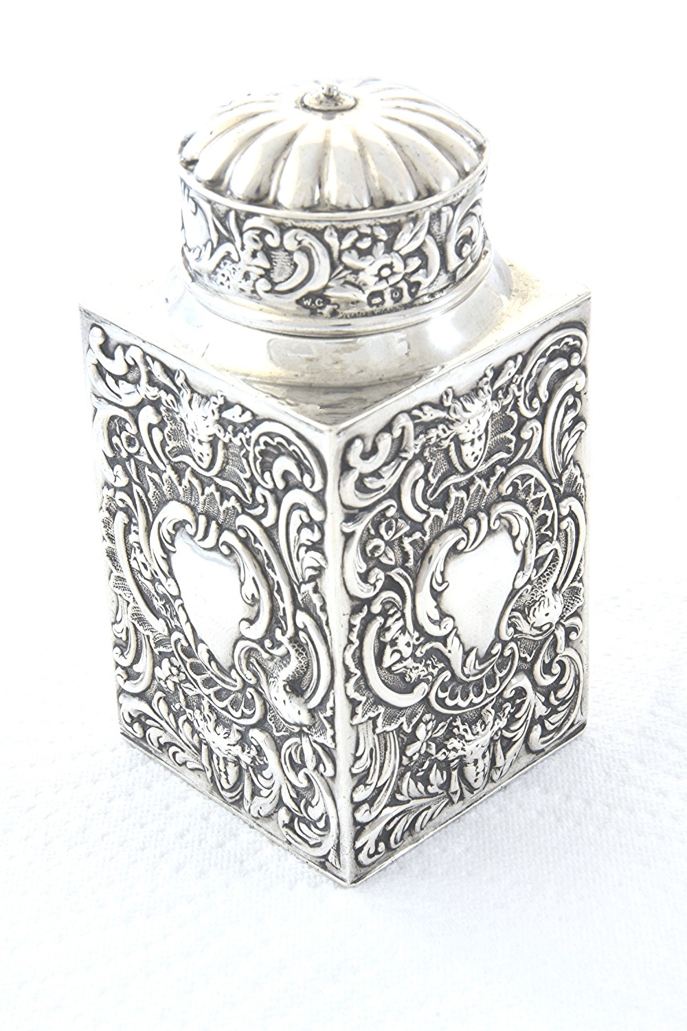 Victorian Silver Tea Caddy – William Comyns – 1891
