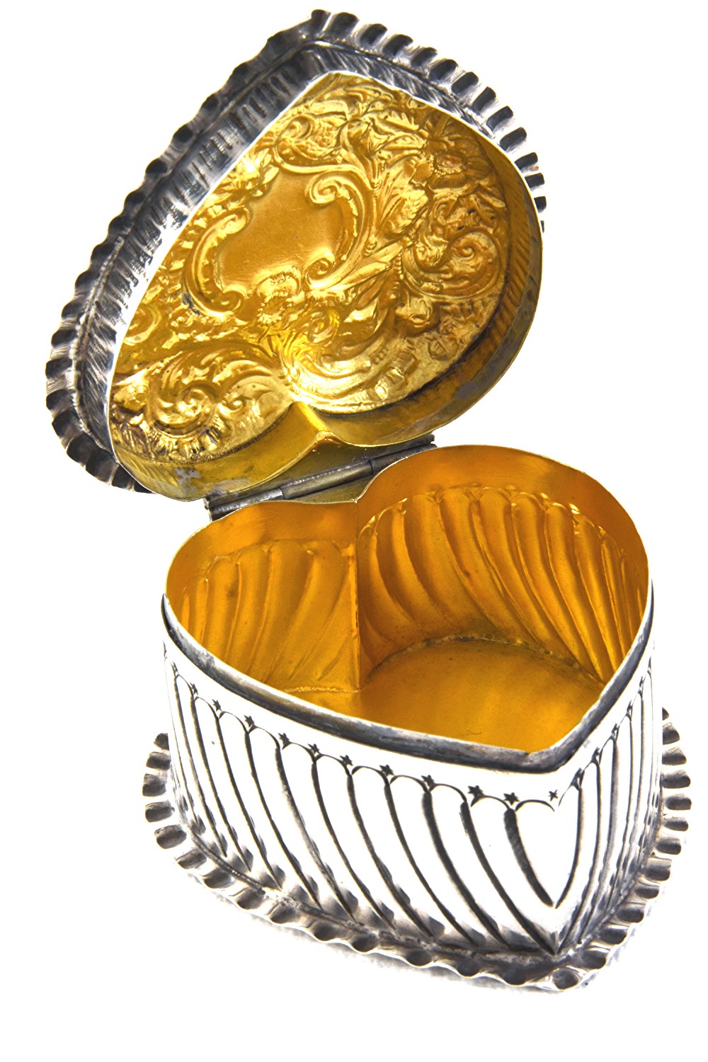 Victorian Silver Heart-Shaped Trinket Box 1891