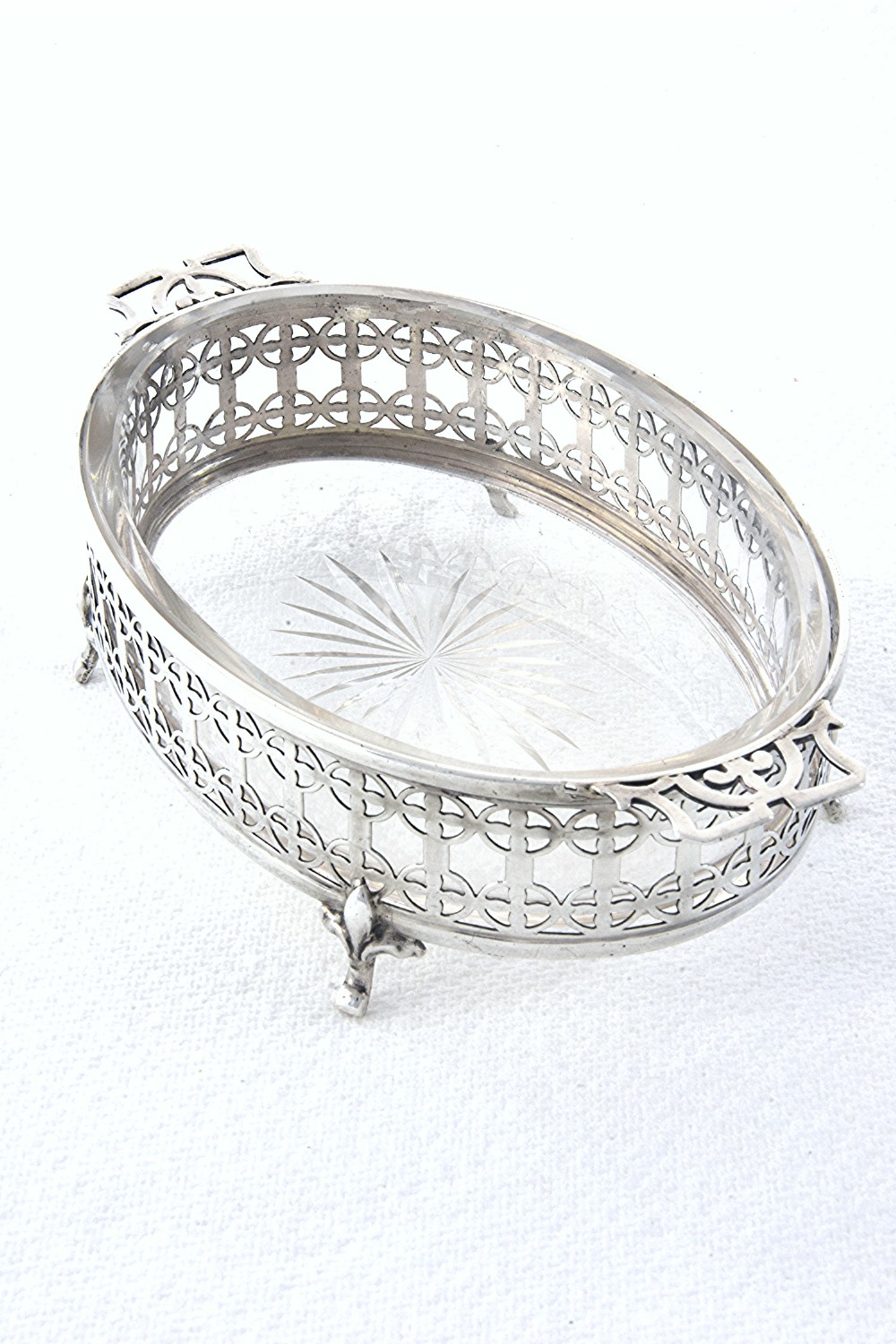 George V Silver & Cut-Glass Butter Dish 1926