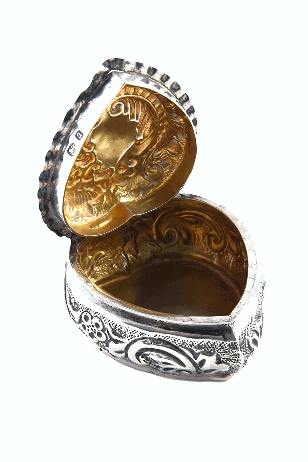 Victorian Silver Heart-Shaped Pill Box 1900 