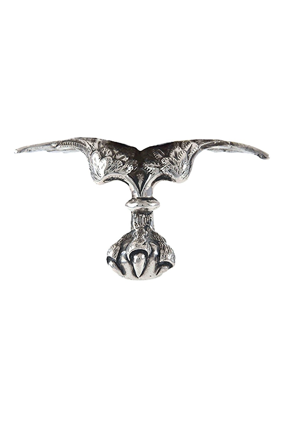 A shallow circular silver centrepiece bowl featuring intricate pierced fretwork around the border and supported by four cast claw feet. View V