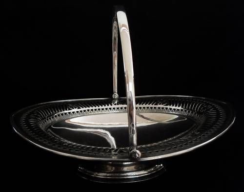 Victorian Silver Swing Handled Pierced Basket