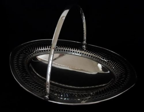 fig 1. Victorian Silver Swing Handled Pierced Basket