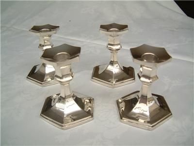 Set of 4 Silver Art Deco Candelsticks