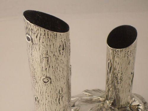 fig 1. Edwardian Silver Unusual Tree Stump Vase