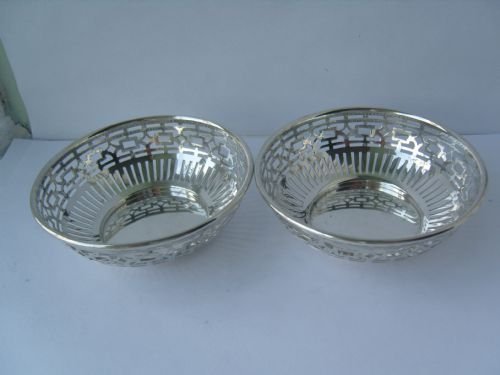 Pair of Edwardian Solid Silver Pierced Bonbon Dishes