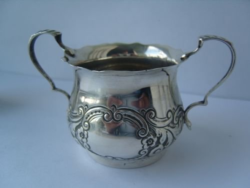 fig 1. Lovely Edwardian Silver Sugar Bowl & Cream Jug