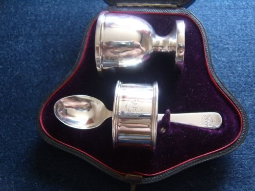 fig 1. Lovely Victorian Silver Christening Set By William Hutton