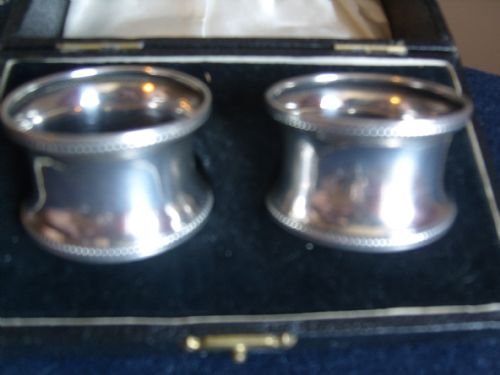 fig 1. Boxed Pair Silver Napkin Rings 1919