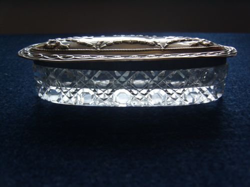 Edwardian Cut Glass Silver Lidded Dressing Table Pot