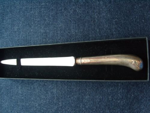 Edwardian Silver Pistol Grip Letter Opener Boxed