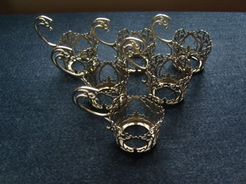 Rare Set of Six Edwardian Silver Cup\tot Holders