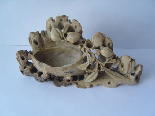 Stunning Edwardian Soapstone Carving Vase
