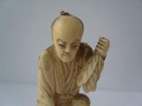 fig 1. Japanese Ivory Okimono Carving Man & Boy C1900