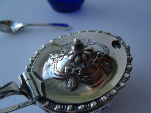 fig 3. Lovely Edwardian Silver Mustard Pot With Spoon