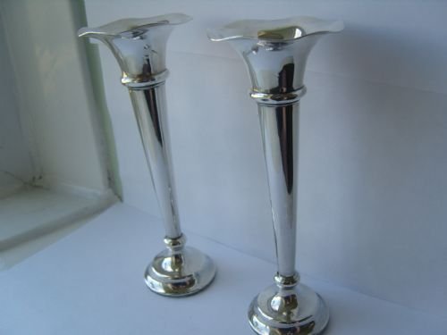 fig 2. Lovely Pair Of Hallmarked Silver Trumpet Vases