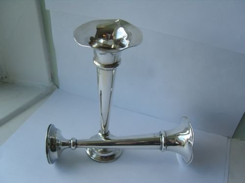 fig 3. Lovely Pair Of Hallmarked Silver Trumpet Vases