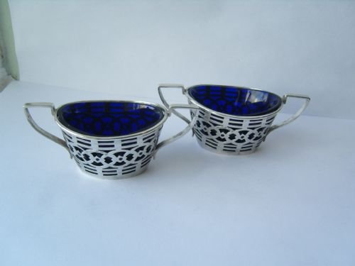 Stunning Pair of Victorian Silver Pierced Open Salts