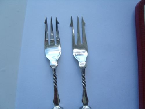 fig 1. Stunning Boxed Set Of Edwardian Silver & Ivory Handled Pickle Forks