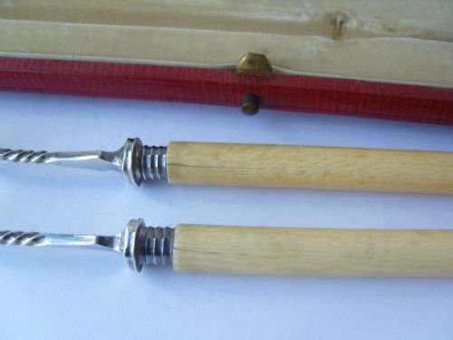 fig 2. Stunning Boxed Set Of Edwardian Silver & Ivory Handled Pickle Forks